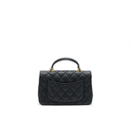 Chanel Rectangular Mini Top Handle Flap Bag granied calfskin black GHW