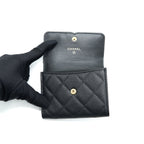Chanel Filigree Flap Card Holder Caviar Black GHW