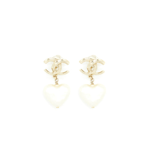 Chanel CC And Heart Earclips LGHW