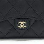 Chanel 22P Card Holder With Chains Caviar Black LGHW