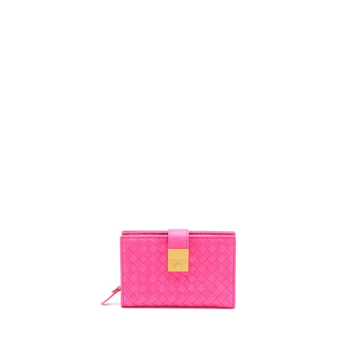 Bottega Veneta Fold Wallet Nappa Pink GHW