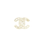 Chanel cc Logo Letter and Pearl Brooch LGHW