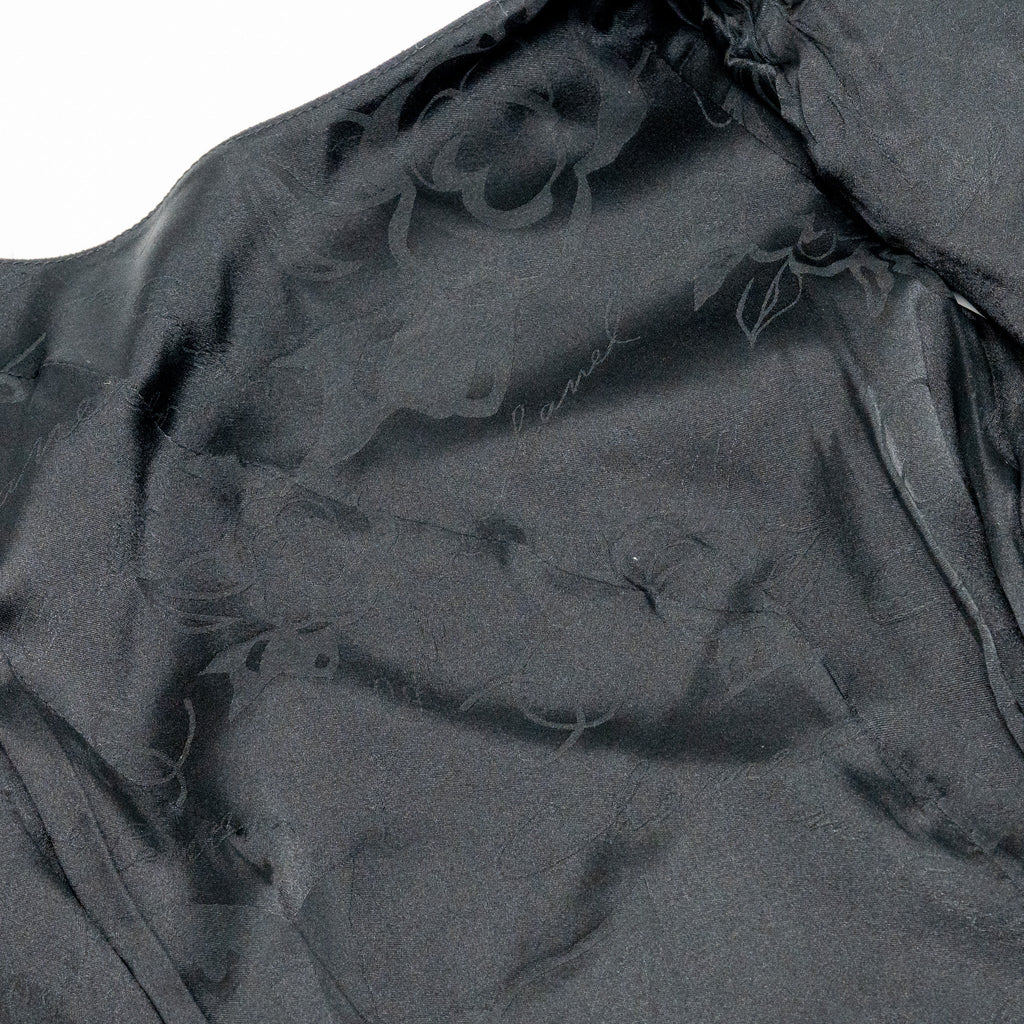 Chanel Size 34 Draped Satin Midi Dress Rayon / Wool Navy/Black