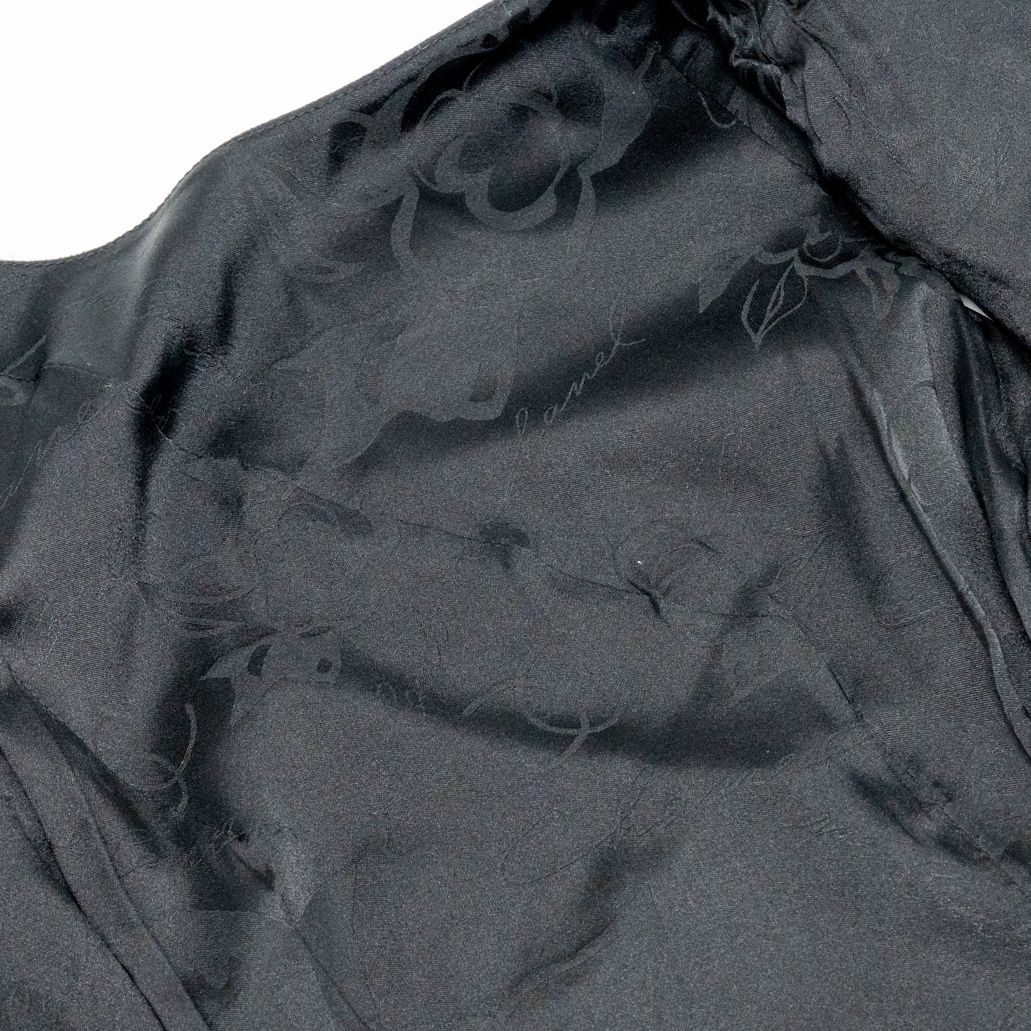 Chanel Size 34 Draped Satin Midi Dress Rayon / Wool Navy/Black