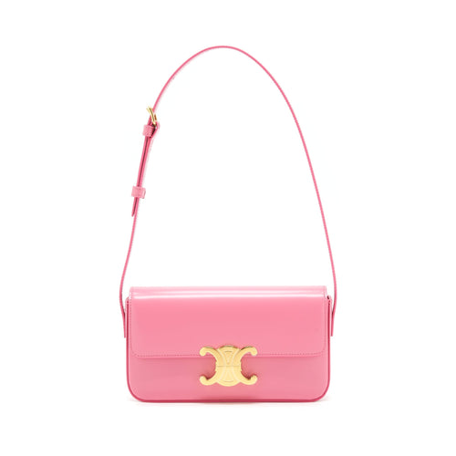 Celine Triomphe Shoulder Bag Shiny Calfskin Flamingo
