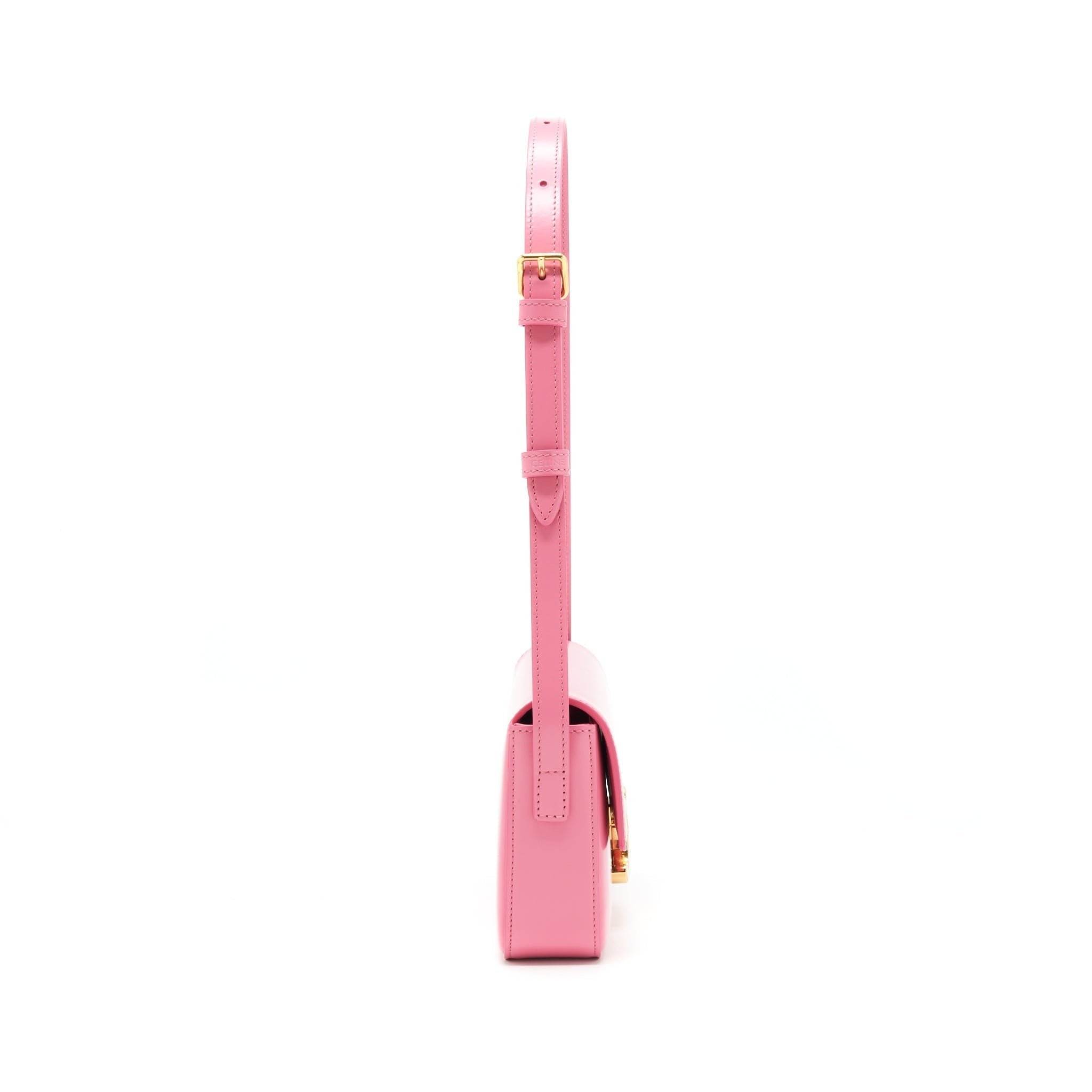 Celine Triomphe Shoulder Bag Shiny Calfskin Flamingo