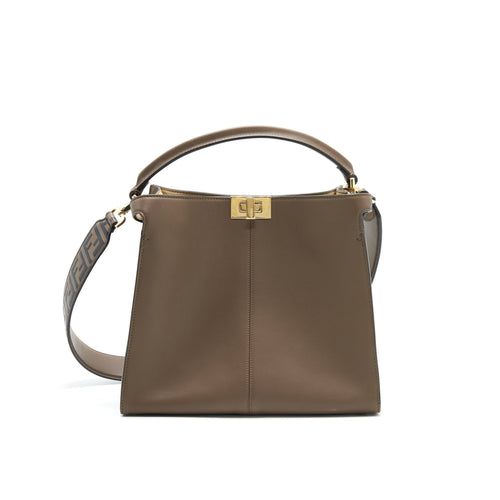 Fendi Peekaboo X-lite Medium Brown with an extra shoulder strap