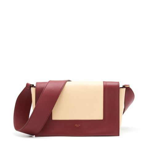 Celine Frame Bag Dark Red/Light Beige