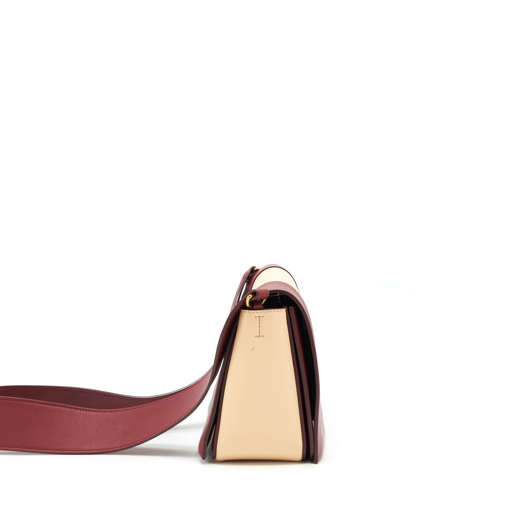 Celine Frame Bag Dark Red/Light Beige