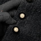 Chanel Size 36 20A Runway Matiers D’art Feather Trim Jacket Wool black