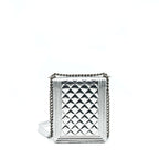 Chanel Vertical Metallic Boy Bag Silver Ruthenium Hardware