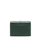 Saint Laurent Chevron Monogram Flap Bag Dark Green GHW