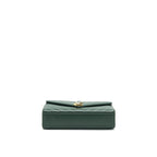 Saint Laurent Chevron Monogram Flap Bag Dark Green GHW