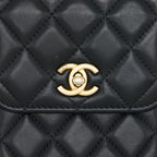 Chanel Pearl Crush Phone Case With Chain Lambskin Black GHW