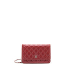 Chanel Classic Wallet On Chain Lambskin Dark Red SHW