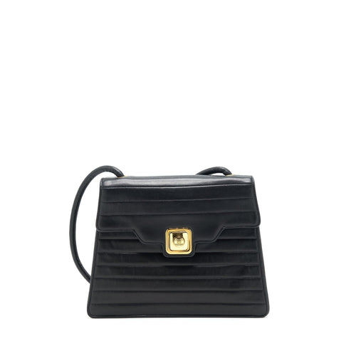 Chanel Vintage Kelly Flap Bag With Long Strap Black 24k GHW