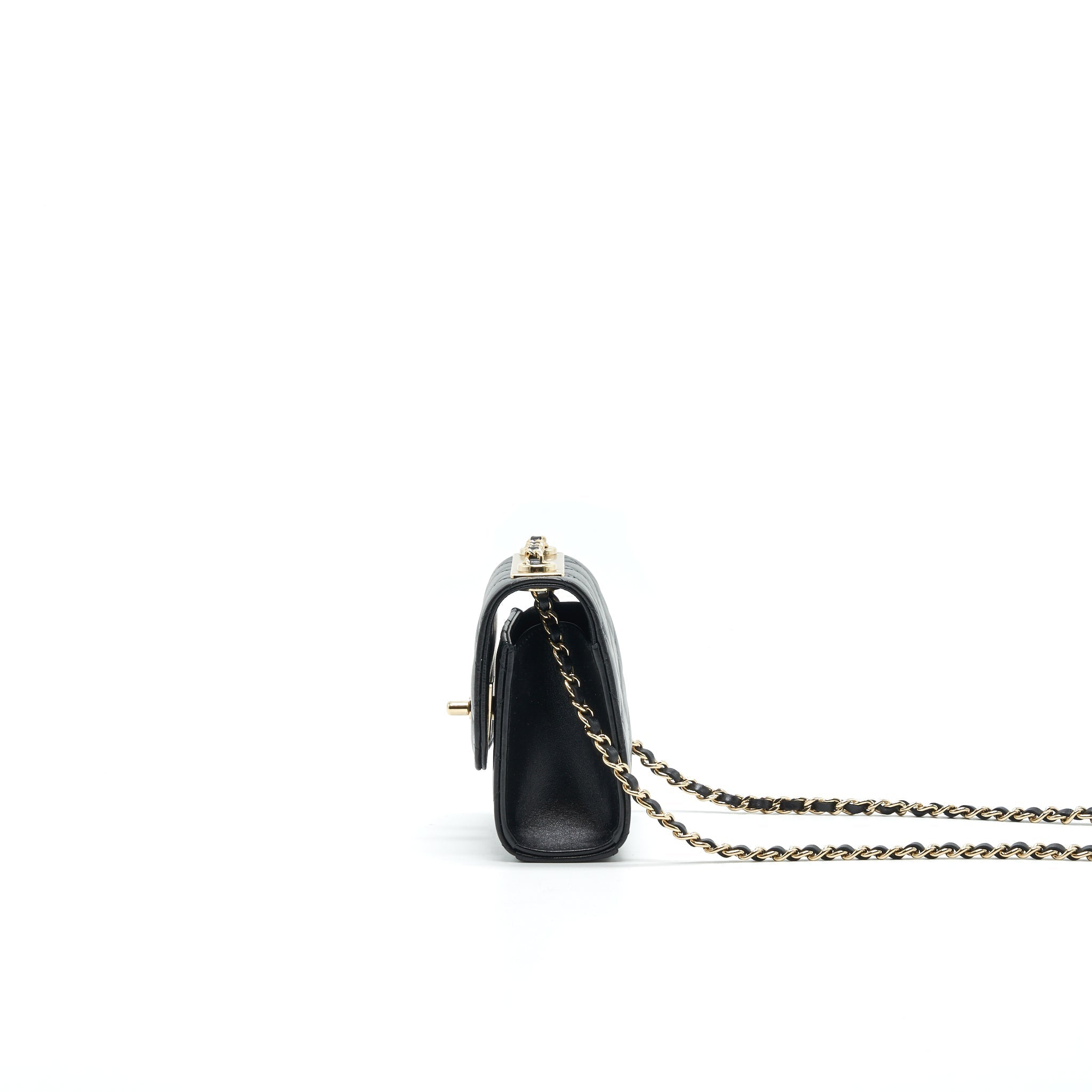 CHANEL MINI TRENDY CC CHAIN WALLET BLACK LGHW