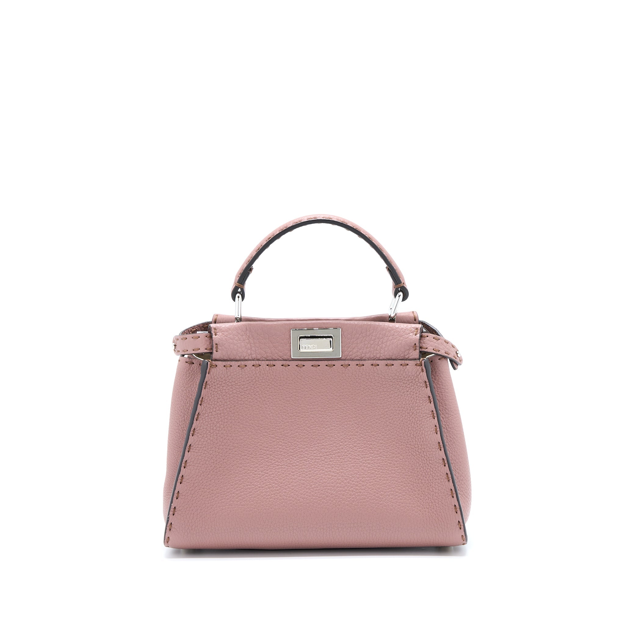 Fendi Mini Peekaboo Grained Calfskin Pink SHW