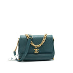 CHANEL FLAP BAG IN DARK TURQUOISE IN GHW