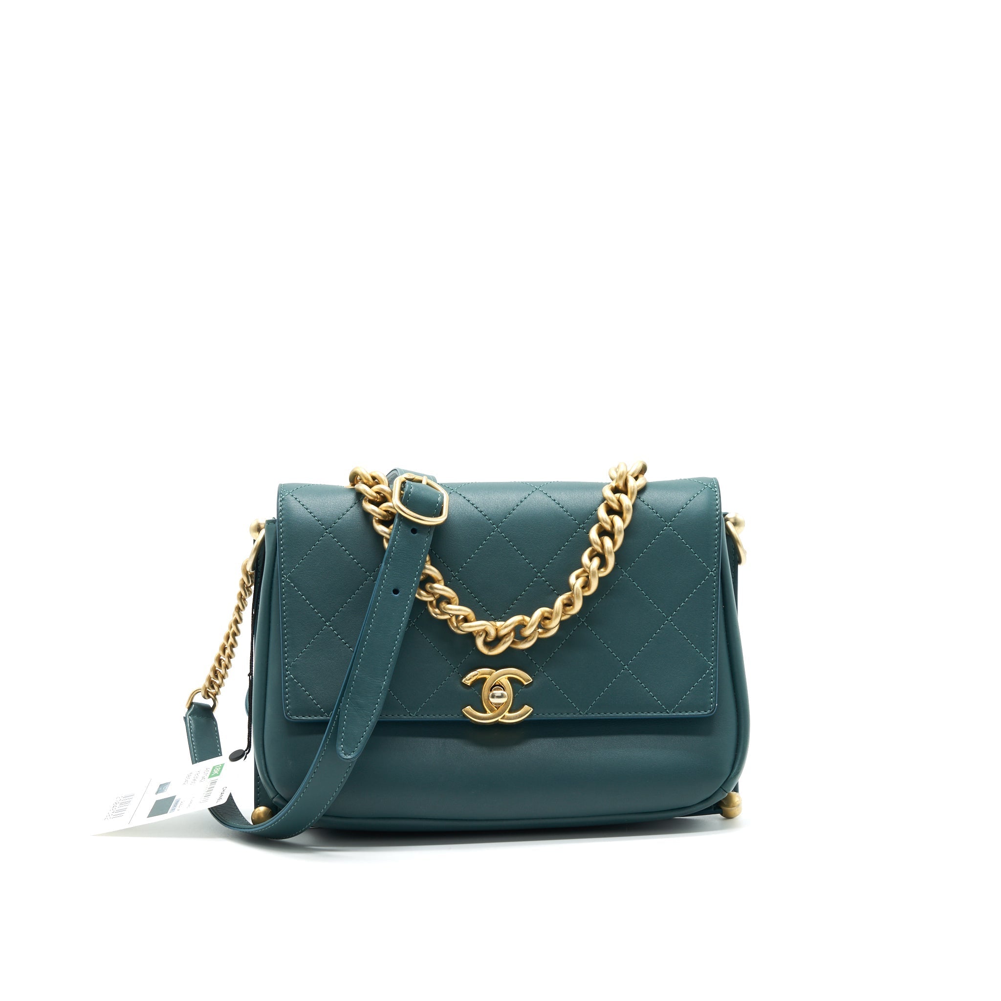 CHANEL FLAP BAG IN DARK TURQUOISE IN GHW