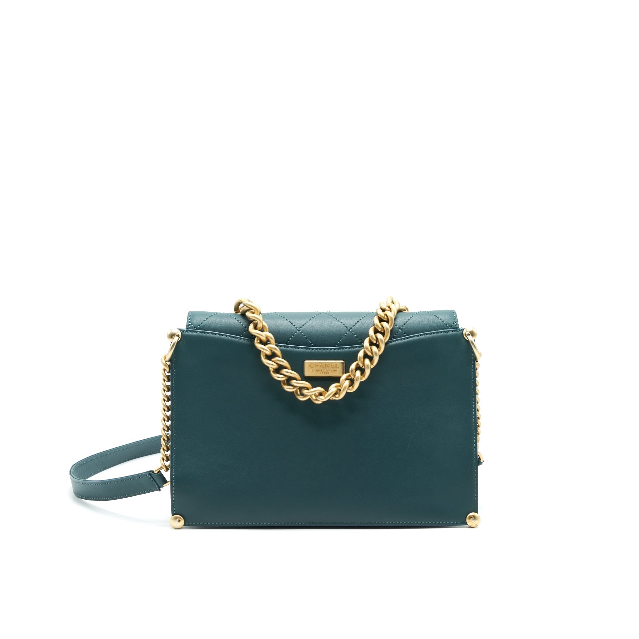 CHANEL FLAP BAG IN DARK TURQUOISE IN GHW