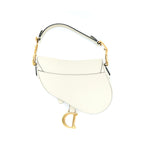 Dior Mini Saddle Bag Grained Calfskin White GHW
