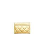 Chanel Quilted Card Holder Lambskin Gold Colour with Gold and Pearl CC Logo