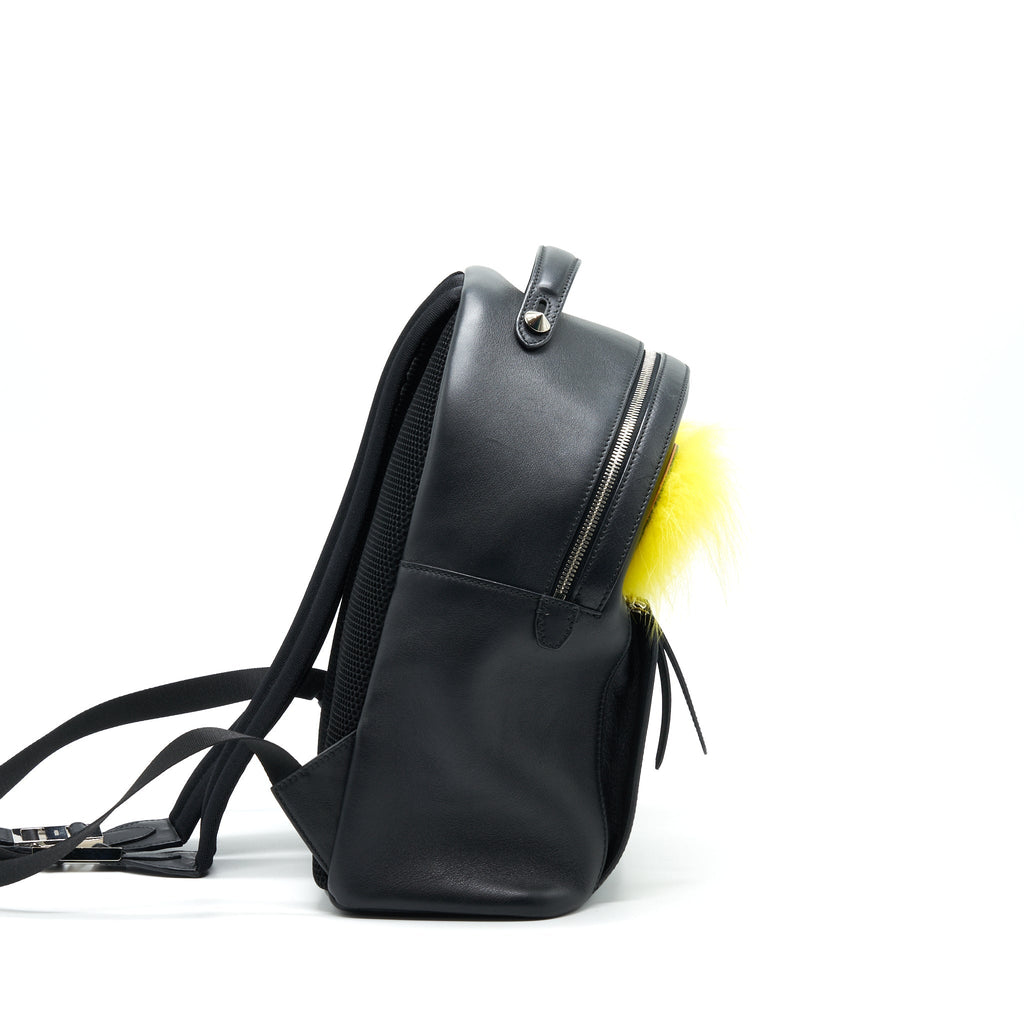 FENDI MONSTER BACKPACK IN BLACK WITH YELLOW FUR