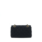 Chanel Vintage Shoulder Bag fabric Black GHW With An Extra Bag Charm