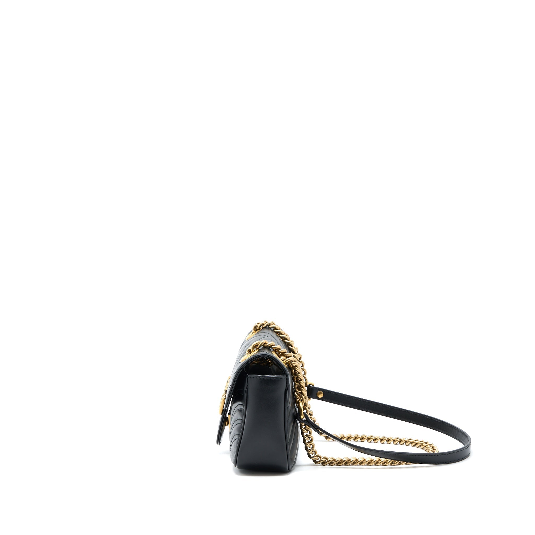 Gucci Small Marmont Shoulder Bag Calfskin Black GHW