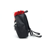 FENDI MONSTER BACKPACK IN BLACK WITH RED FUR