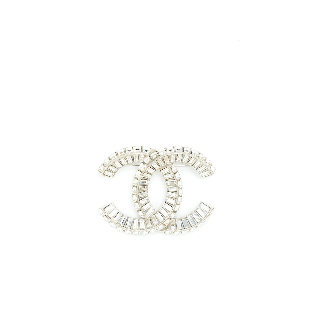 Chanel Metal And Strass Brooch Silver Tone