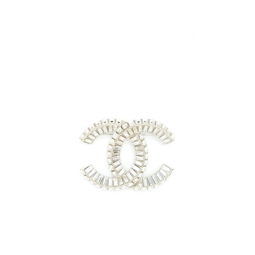 Chanel Metal And Strass Brooch Silver Tone