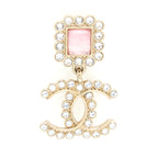 Chanel Crystal CC Drop Earrings With Pink Stud LGHW
