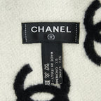 Chanel CC full logo Wool / cashmere double side scarf black/ white