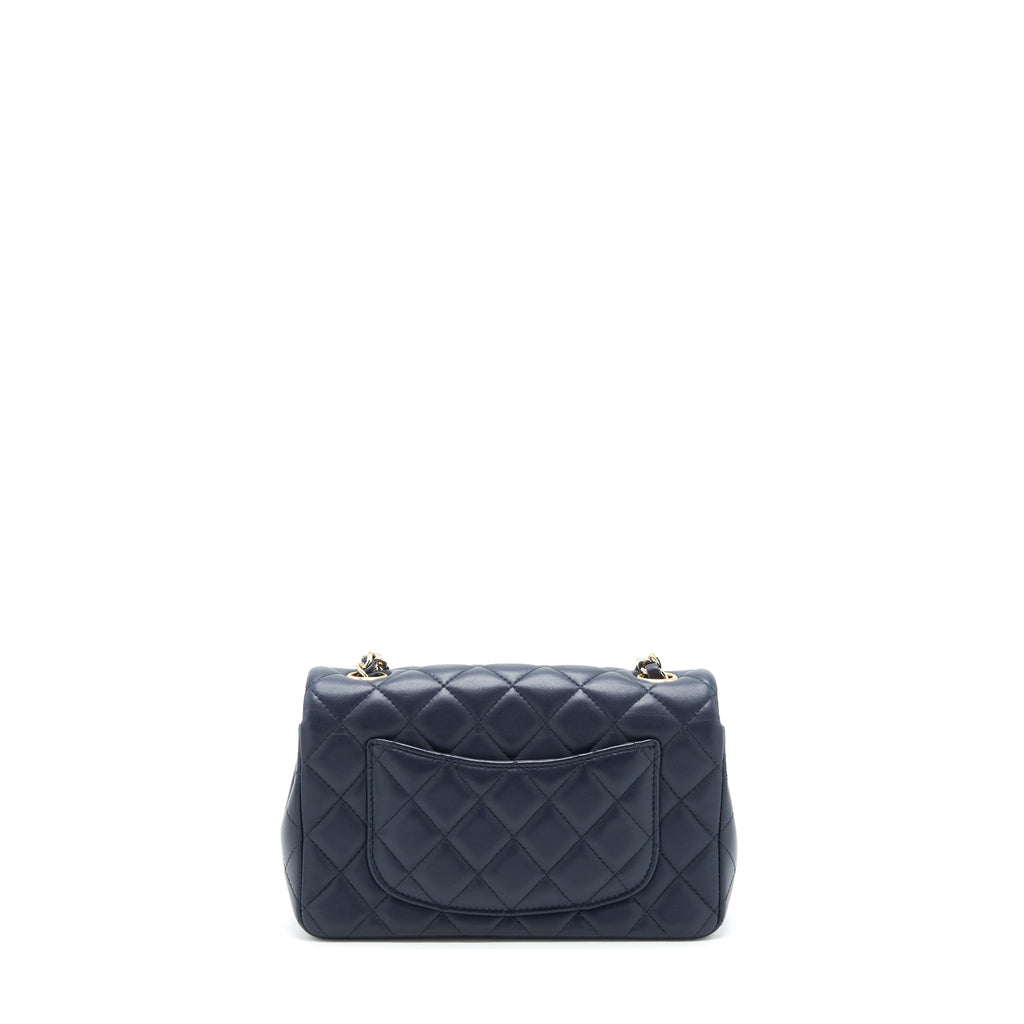 Chanel Mini Rectangular Flap Bag Lambskin Navy LGHW