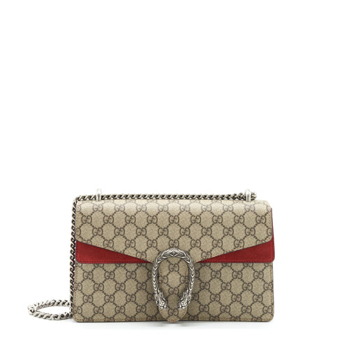 Gucci Dionysus Shoulder Bag Red/GG Supreme Canvas SHW