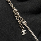 Chanel CC Logo Short Chain Necklace Silver Tone