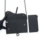 Dior Saddle Wallet with chain Calfskin So Black