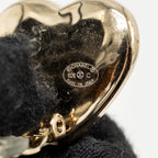 Chanel Pearly Heart Shape CC Logo Ear Clips Gold Tone