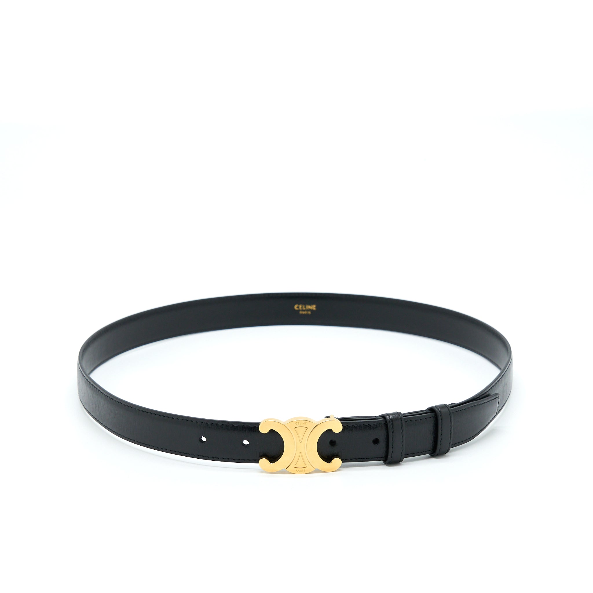 Celine Size 85 Triomphe Belt Smooth Calfskin Black