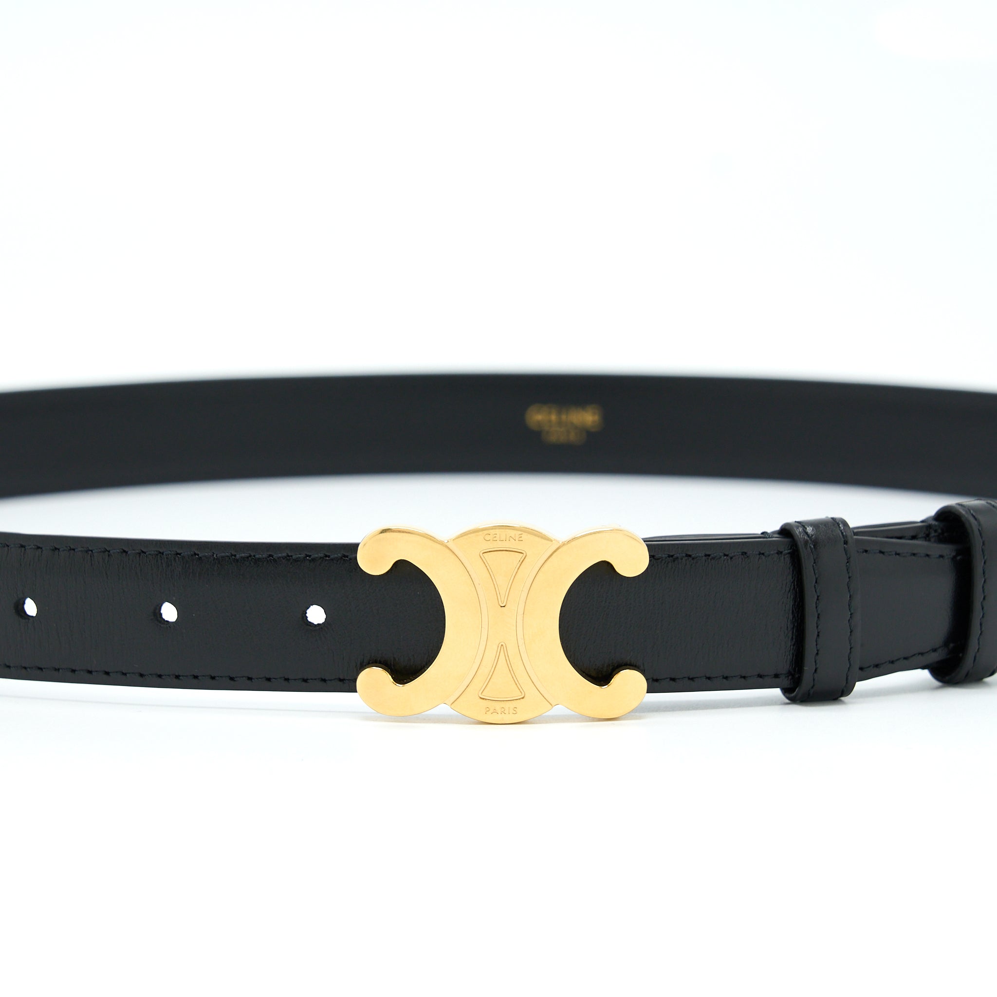 Celine Size 85 Triomphe Belt Smooth Calfskin Black