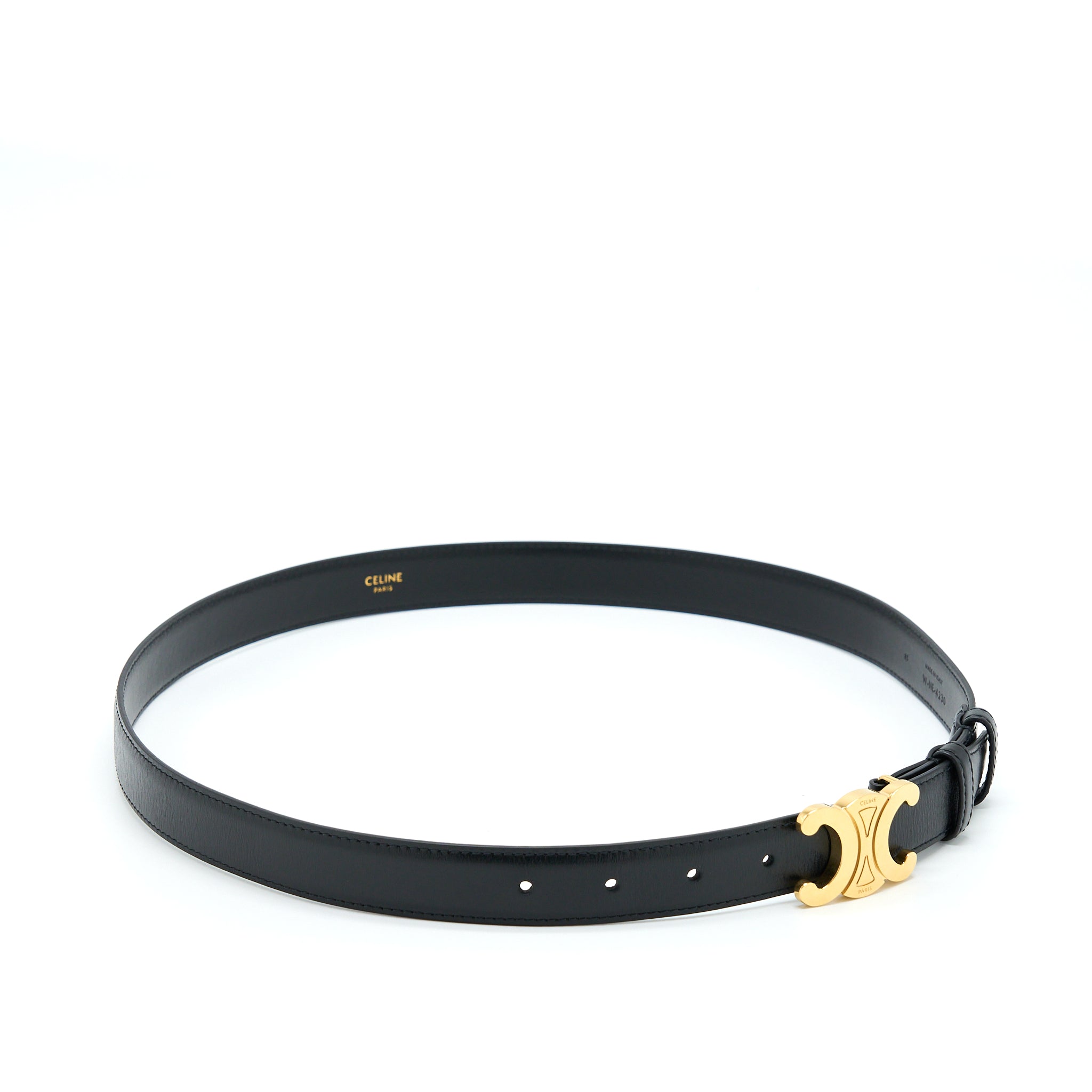 Celine Size 85 Triomphe Belt Smooth Calfskin Black