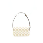 Celine Triomphe Shoulder Bag in Triomphe Canvas and Calfskin White