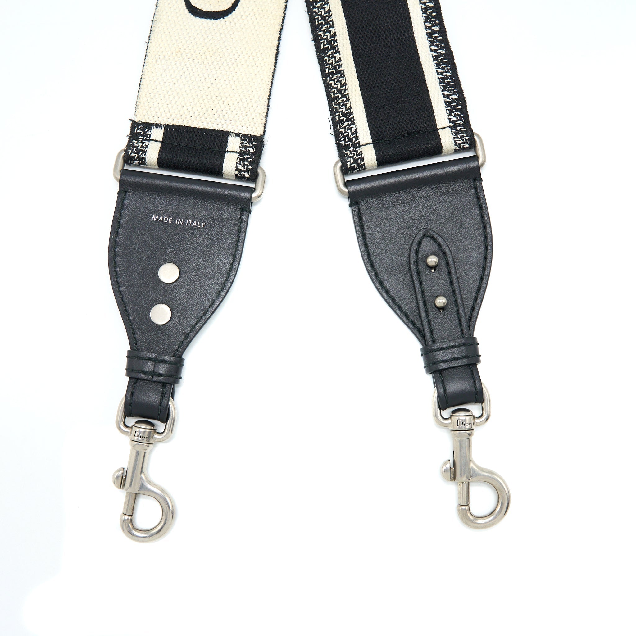 Dior Canvas Embroidered Shoulder Strap Black/White SHW
