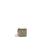 Chanel Small Vanity with Chain raffia Black Beige stripe