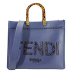 FENDI Sunshine Leather Crossbody Tote Bag Blue