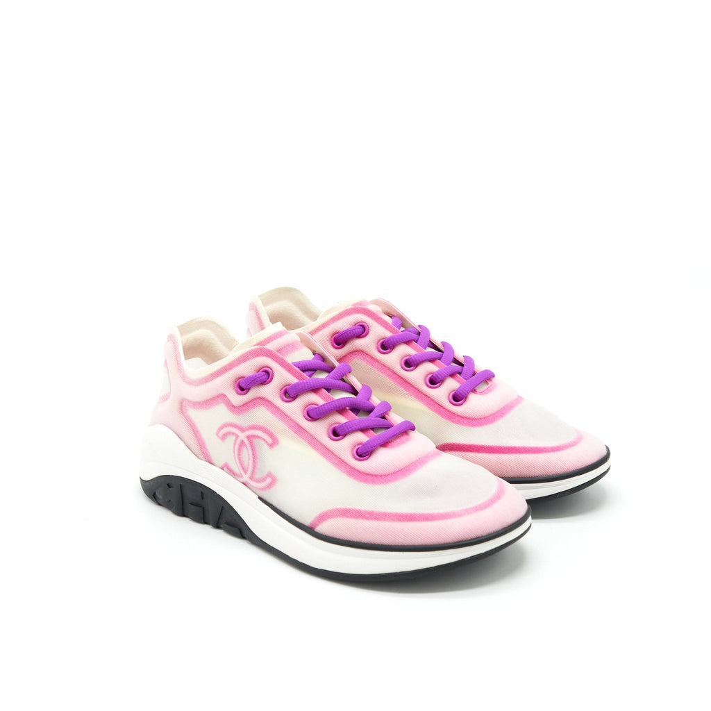 Chanel Size 38 CC Logo Sneaker Pink/Purple/White