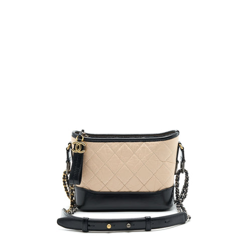 CHANEL SMALL GABRIELLE HOBO BAG IN BEIGE/BLACK