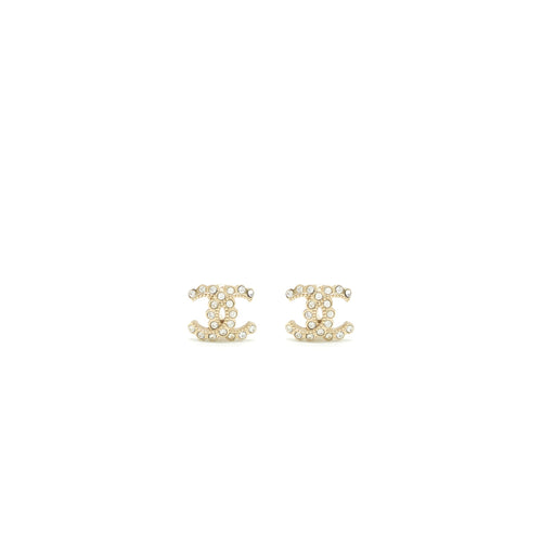 Chanel Mini CC Logo Earrings With Crystals LGHW